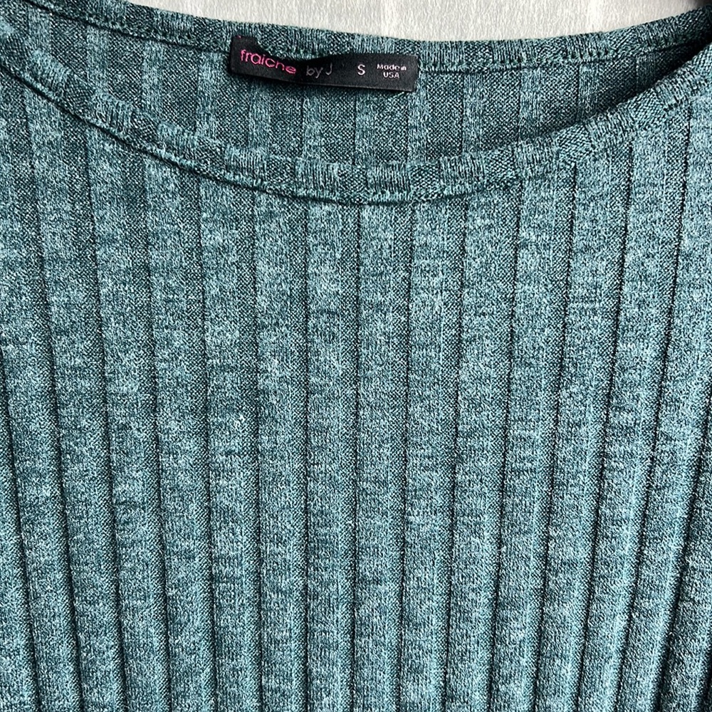 Fraiche By J Tie Front Long Sleeve Dress In Heather Green size S - Picture 6 of 8